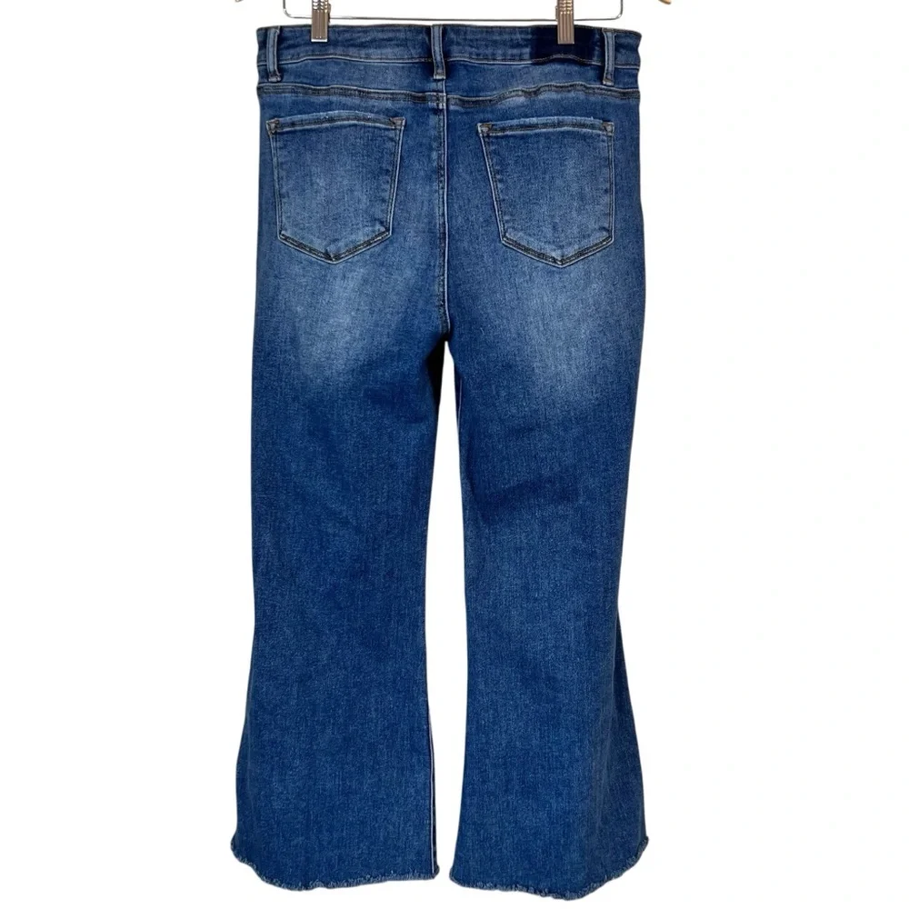 Risen High Rise Raw Hem Distressed Ankle Straight Jeans